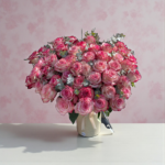 Buqetë elegante me trëndafila rozë, ideale për dhuratë