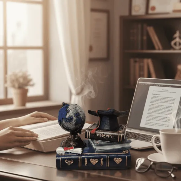 dekor diplomimi me libër dhe glob