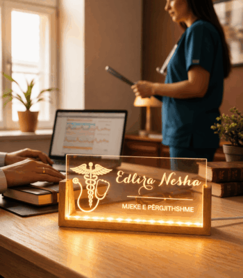 plexiglass led i personalizuar per mjeke me emer