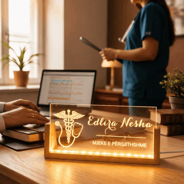 plexiglass led i personalizuar per mjeke me emer