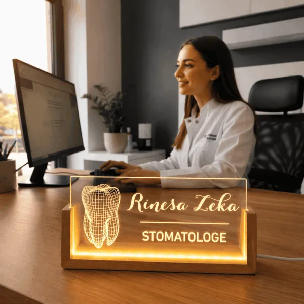 plexiglass led i personalizuar per stomatologe me emer